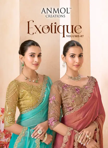 Exotique Vol 07 By Anmol Shimmer Georgette Saree Wholesale In India